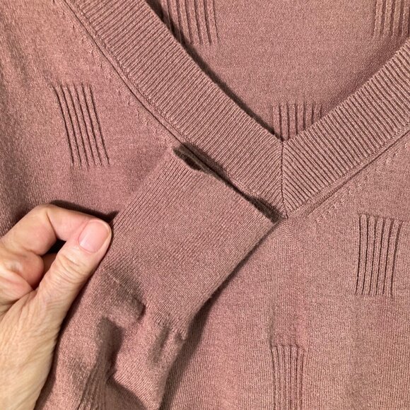 Womens Arach & Cloz V Neck Textured Sweater Mocha Mousse Brown L Viscose Polyest - Picture 3 of 10